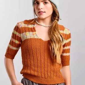 Free People Sweater | V- Neck with Collar | Size Small